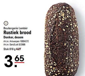 Promoties Boulangerie lambèr rustiek brood - Boulangerie Lambèr - Geldig van 04/01/2024 tot 27/01/2024 bij Sligro