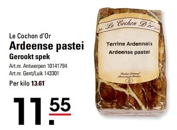 Promoties Le cochon d’or ardeense pastei gerookt spek - Le cochon d’or - Geldig van 04/01/2024 tot 27/01/2024 bij Sligro