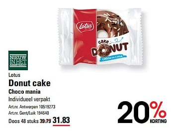 Promoties Lotus donut cake choco mania - Lotus Bakeries - Geldig van 04/01/2024 tot 27/01/2024 bij Sligro
