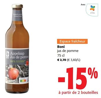 Promotions Boni jus de pomme - Boni - Valide de 02/01/2024 à 16/02/2024 chez Colruyt