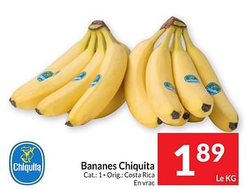 Promotions Bananes chiquita - Chiquita - Valide de 09/01/2024 à 14/01/2024 chez Intermarche