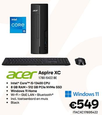Promoties Acer aspire xc 1780 i5422 be - Acer - Geldig van 03/01/2024 tot 31/01/2024 bij Compudeals