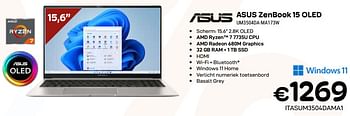 Promoties Asus zenbook 15 oled um3504da-ma173w - Asus - Geldig van 03/01/2024 tot 31/01/2024 bij Compudeals