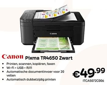 Promoties Canon pixma tr4650 zwart - Canon - Geldig van 03/01/2024 tot 31/01/2024 bij Compudeals