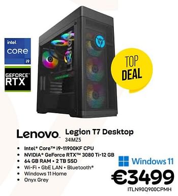 Promoties Lenovo legion t7 desktop 34imz5 - Lenovo - Geldig van 03/01/2024 tot 31/01/2024 bij Compudeals