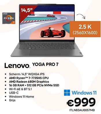 Promoties Lenovo yoga pro7 - Lenovo - Geldig van 03/01/2024 tot 31/01/2024 bij Compudeals