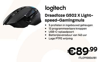 Promoties Logitech draadloze g502 x light- speed-gamingmuis - Logitech - Geldig van 03/01/2024 tot 31/01/2024 bij Compudeals