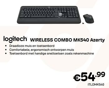 Promoties Logitech wireless combo mk540 azerty - Logitech - Geldig van 03/01/2024 tot 31/01/2024 bij Compudeals