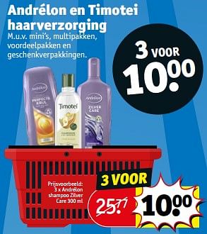 Promoties Andrélon shampoo zilver care - Andrelon - Geldig van 08/01/2024 tot 14/01/2024 bij Kruidvat