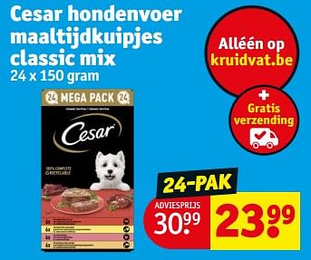 Promoties Cesar hondenvoer maaltijdkuipjes classic mix - Cesar - Geldig van 08/01/2024 tot 14/01/2024 bij Kruidvat
