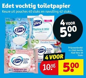 Promoties Edet vochtig toiletpapier gentle aloë vera - Edet - Geldig van 08/01/2024 tot 14/01/2024 bij Kruidvat