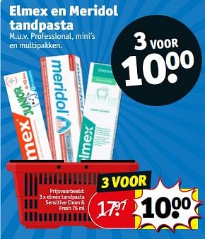 Promoties Elmex tandpasta sensitive clean + fresh - Elmex - Geldig van 08/01/2024 tot 14/01/2024 bij Kruidvat