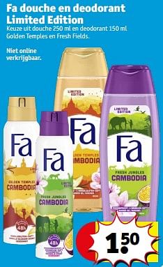 Promoties Fa douche en deodorant limited edition - Fa - Geldig van 08/01/2024 tot 14/01/2024 bij Kruidvat