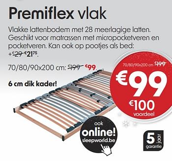 Promoties Premiflex vlak - Huismerk - Sleepworld - Geldig van 03/01/2024 tot 31/01/2024 bij Sleepworld