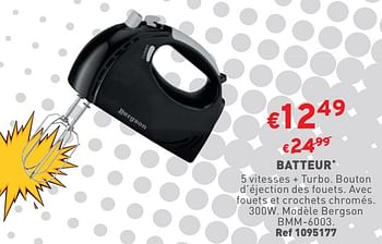 Promotions Batteur bergson bmm-6003 - bergson - Valide de 03/01/2024 à 31/01/2024 chez Trafic