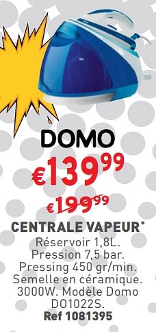 Promotions Centrale vapeur domo do1022s - Domo elektro - Valide de 03/01/2024 à 31/01/2024 chez Trafic