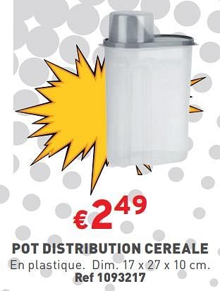 Promotions Pot distribution cereale - Produit maison - Trafic  - Valide de 03/01/2024 à 31/01/2024 chez Trafic