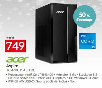 Promotions Acer aspire tc-1780 i5430 be - Acer - Valide de 03/01/2024 à 31/01/2024 chez Selexion