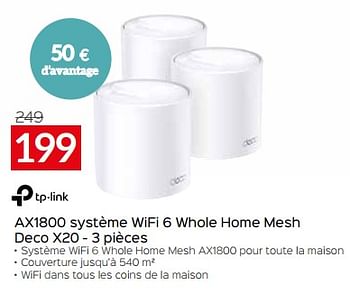 Promotions Tp-link ax1800 système wifi 6 whole home mesh deco x20 - TP-LINK - Valide de 03/01/2024 à 31/01/2024 chez Selexion