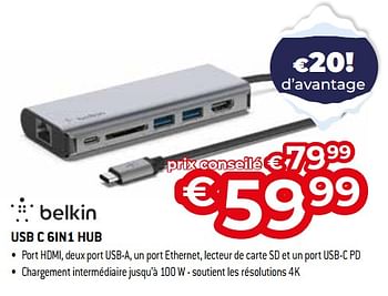 Promotions Belkin usb c 6in1 hub - BELKIN - Valide de 03/01/2024 à 31/01/2024 chez Exellent