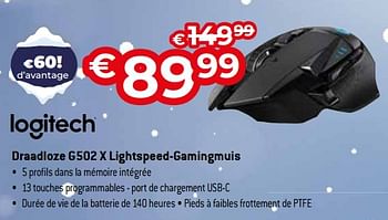 Promotions Logitech draadloze g502 x lightspeed-gamingmuis - Logitech - Valide de 03/01/2024 à 31/01/2024 chez Exellent