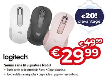 Promotions Logitech souris sans fil signature m650 - Logitech - Valide de 03/01/2024 à 31/01/2024 chez Exellent