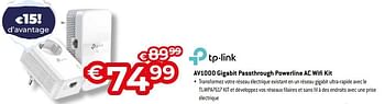 Promotions Tp-link av1000 gigabit passthrough powerline ac wifi kit - TP-LINK - Valide de 03/01/2024 à 31/01/2024 chez Exellent
