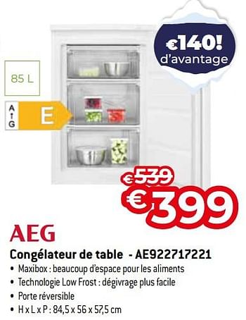 Promotions Aeg congélateur de table - ae922717221 - AEG - Valide de 03/01/2024 à 31/01/2024 chez Exellent