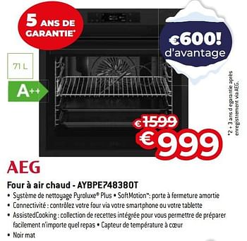 Promotions Aeg four à air chaud - aybpe748380t - AEG - Valide de 03/01/2024 à 31/01/2024 chez Exellent