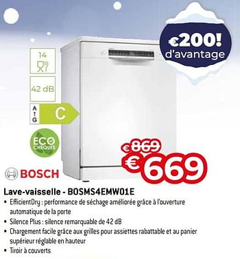 Promotions Bosch lave-vaisselle - bosms4emw01e - Bosch - Valide de 03/01/2024 à 31/01/2024 chez Exellent
