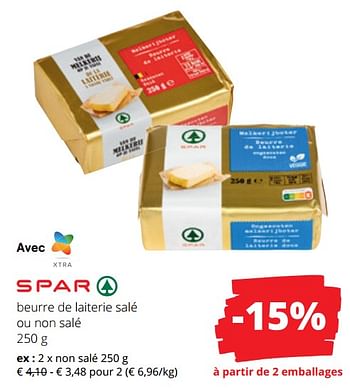 Promoties Beurre de laiterie non salé - Spar - Geldig van 04/01/2024 tot 17/01/2024 bij Spar (Colruytgroup)