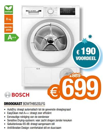 Promotions Bosch droogkast bowth8520lfg - Bosch - Valide de 03/01/2024 à 31/01/2024 chez Expert