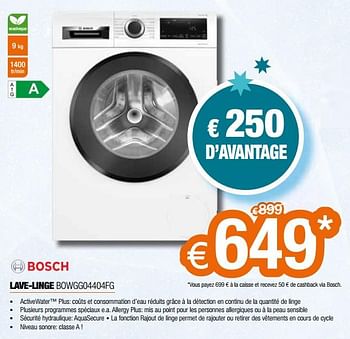 Promotions Bosch lave-linge bowgg04404fg - Bosch - Valide de 03/01/2024 à 31/01/2024 chez Expert