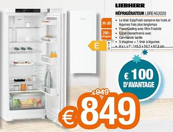 Promotions Liebherr réfrigérateur lbre462020 - Liebherr - Valide de 03/01/2024 à 31/01/2024 chez Expert