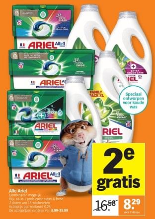 Promotions All-in-1 pods color clean + fresh - Ariel - Valide de 08/01/2024 à 14/01/2024 chez Albert Heijn