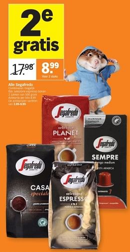 Promoties Selezione espresso bonen - Segafredo - Geldig van 08/01/2024 tot 14/01/2024 bij Albert Heijn