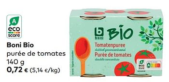 Promotions Boni bio purée de tomates - Boni - Valide de 03/01/2024 à 30/01/2024 chez Bioplanet
