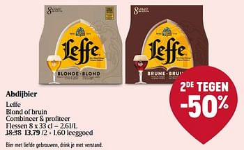 Promoties Abdijbier leffe blond of bruin - Leffe - Geldig van 11/01/2024 tot 17/01/2024 bij Delhaize