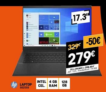 Promoties Hp laptop - HP - Geldig van 03/01/2024 tot 31/01/2024 bij Electro Depot