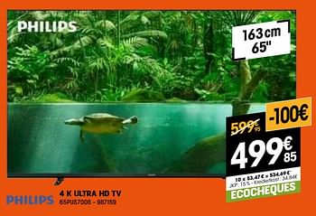 Promoties Philips 4 k ultra hd tv 65pus7008 - Philips - Geldig van 03/01/2024 tot 31/01/2024 bij Electro Depot