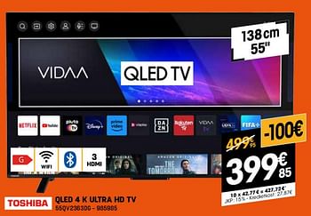 Promoties Toshiba qled 4 k ultra hd tv 55qv2363dg - Toshiba - Geldig van 03/01/2024 tot 31/01/2024 bij Electro Depot