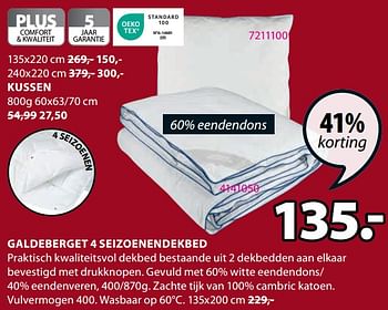 Promoties Galdeberget 4 seizoenendekbed - Huismerk - Jysk - Geldig van 08/01/2024 tot 31/01/2024 bij Jysk