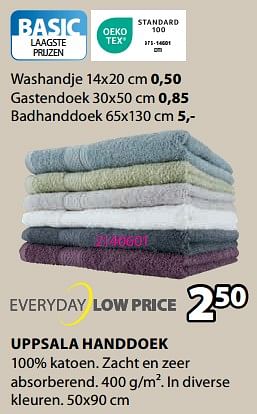Promoties Uppsala handdoek - Huismerk - Jysk - Geldig van 08/01/2024 tot 31/01/2024 bij Jysk