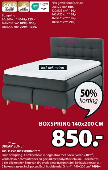 Promoties Gold c45 boxspring - DreamZone - Geldig van 08/01/2024 tot 31/01/2024 bij Jysk