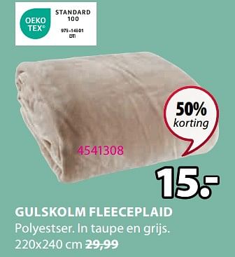 Promoties Gulskolm fleeceplaid - Huismerk - Jysk - Geldig van 08/01/2024 tot 31/01/2024 bij Jysk