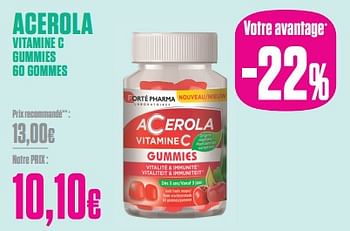 Promotions Acerola vitamine c gummies - Forte pharma - Valide de 27/12/2023 à 31/01/2024 chez Medi-Market