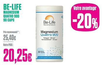 Promotions Be-life magnesium quatro 900 - Be-life - Valide de 27/12/2023 à 31/01/2024 chez Medi-Market