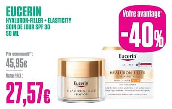Promotions Eucerin hyaluron-filler + elasticity soin de jour spf 30 - Eucerin - Valide de 27/12/2023 à 31/01/2024 chez Medi-Market