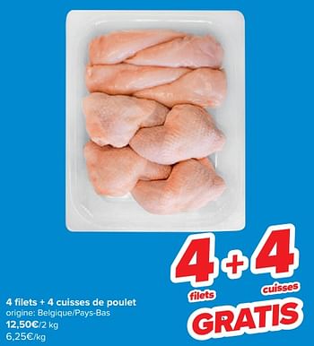 Promotions 4 filets + 4 cuisses de poulet - Produit maison - Carrefour  - Valide de 10/01/2024 à 22/01/2024 chez Carrefour