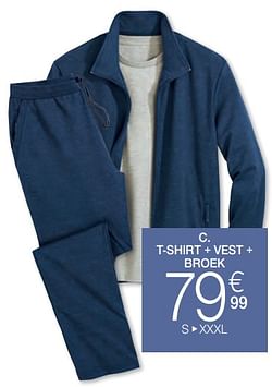 T-shirt + vest + broek